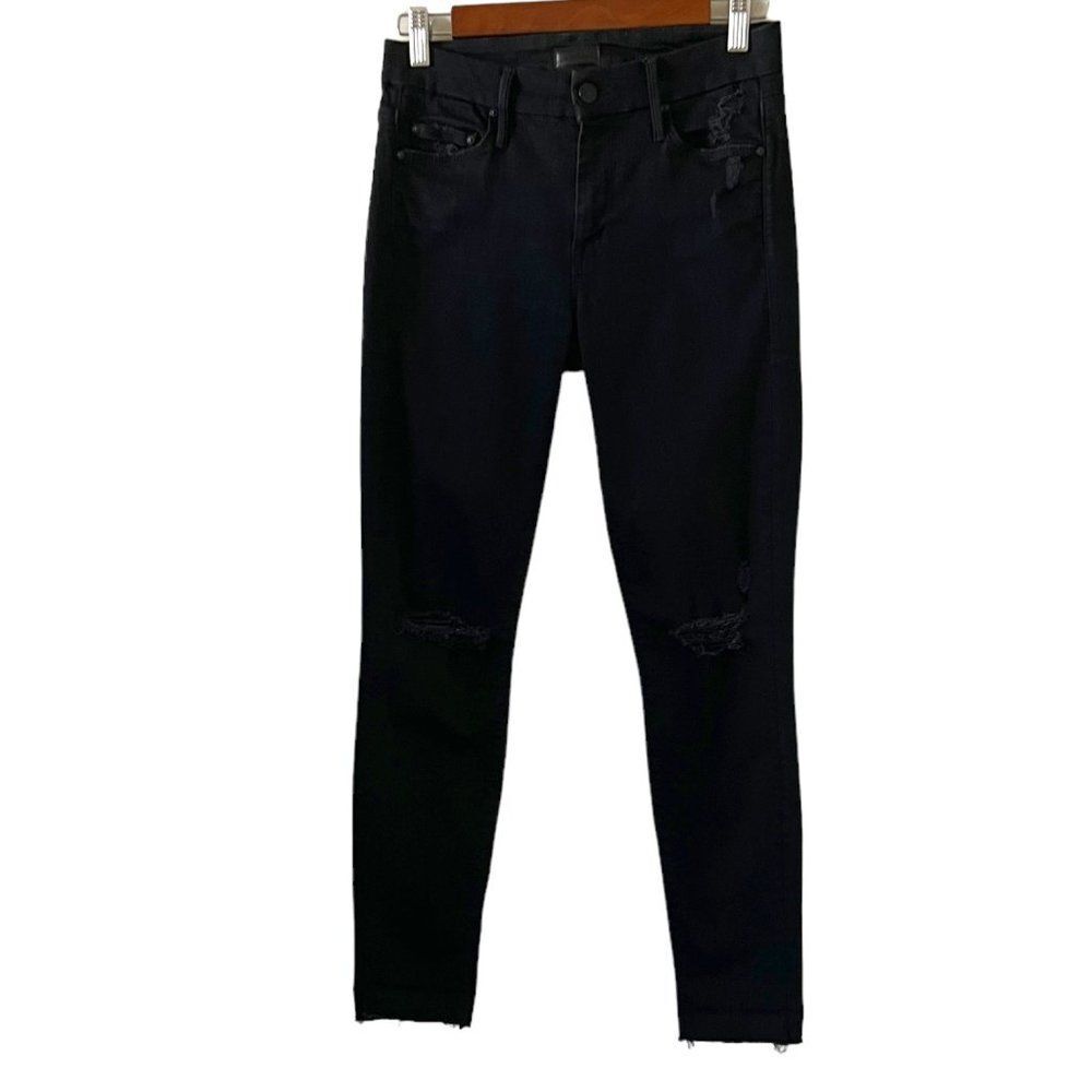 MOTHER The Looker Ankle Fray Guilty As Sin Wash Black Jeans Size 26